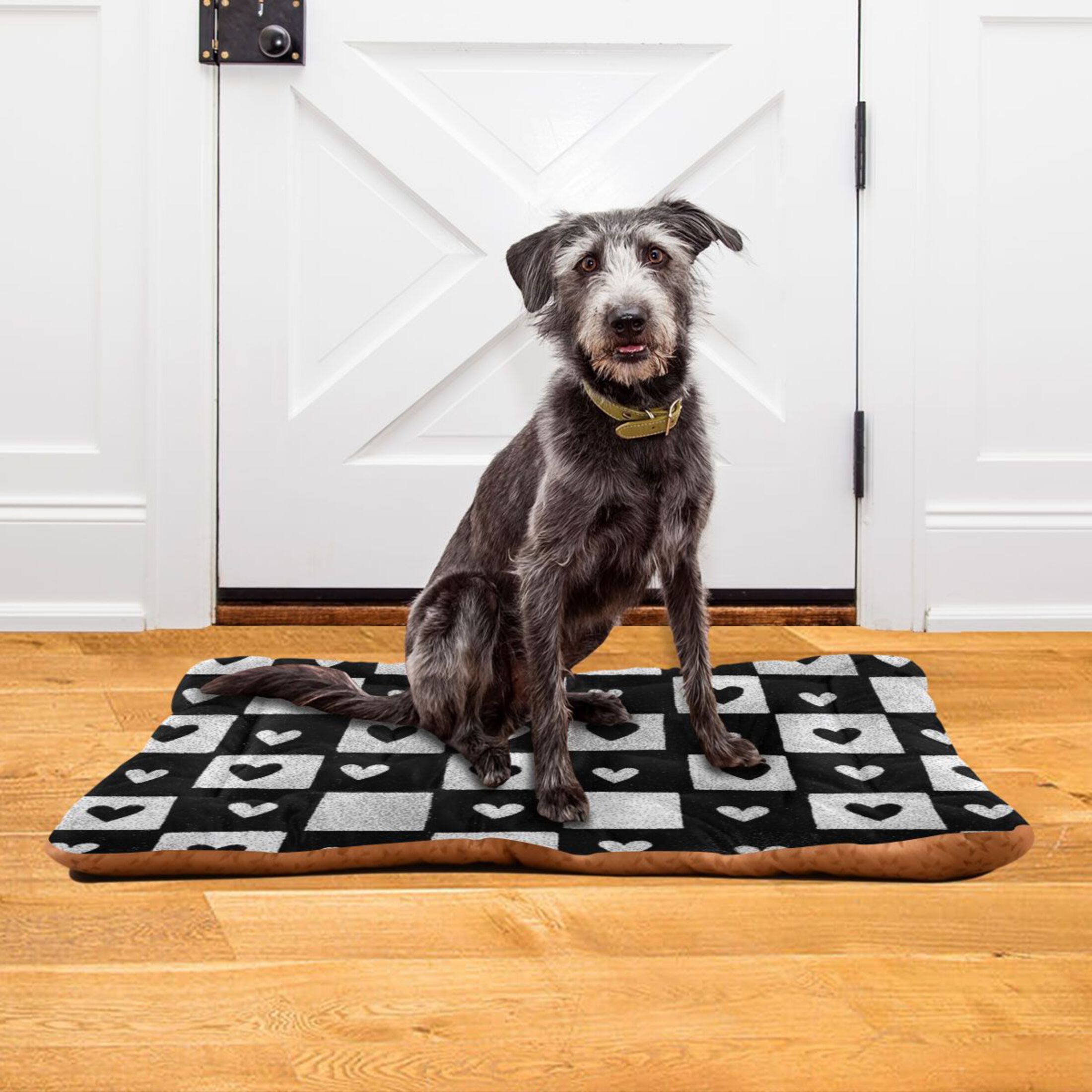 Cozy Mat Pet Bed Indoor Outdoor Warm Soft For Cat Dog Puppy(S/M) Black and White Small Hearts
