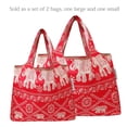 thumbnail image 3 of Wrapables Large & Small Foldable Tote Nylon Reusable Grocery Bags, Set of 2, Regal Elephants, 3 of 5