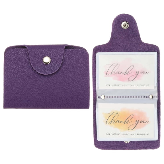 Uxcell 2 Pcs Soporte de Tarjetas de Crédito de Cuero Organizador de Tarjetas de Presentación Cartera Protectora con 24 Ranuras para Hombres y Mujeres, Morado