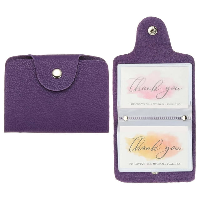 Uxcell 2 Pcs Soporte de Tarjetas de Crédito de Cuero Organizador de Tarjetas de Presentación Cartera Protectora con 24 Ranuras para Hombres y Mujeres, Morado
