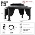 thumbnail image 2 of Pakunoda 4 Panel Outdoor Curtains for 10' X 13' Gazebo, Waterproof Outdoor Privacy Curtain Panel set of 4, Black(Curtain Only), 2 of 8