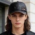 thumbnail image 4 of Mens Leather Baseball Cap with Fleece Lined Winter Spring Warm Windproof Trvcker Dad Hat Adjustable Fit (21.6-23.6 inch) Classic for Daily Wear Outdoor Travel, 4 of 9