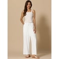 thumbnail image 4 of DARING DIVA Women's High Waist Drawstring Palazzo Pants S White, 4 of 6