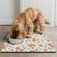 thumbnail image 2 of Pet Food Mat Absobing Durable Dog Water Mat Colorful Flowers Cat Mat for Food Dog Water Bowl Mat for Messy Drinker, 2 of 7