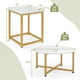 thumbnail image 3 of Costway 3 PCS Coffee Table Set Round Coffee Table and 2PCS Square End Tables Metal Frame White, 3 of 10