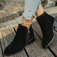 thumbnail image 2 of WAVSUF Women's Suede Flat Boots Anti Slip Pointed Toe Arch Support Fall Daily Comfort Ankle Boots Black 6, 2 of 9