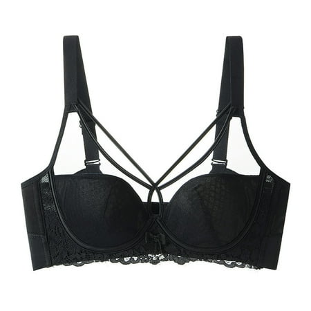 Elvqul Bras for Women Adaptive Nylon Comfy Seamless Black Underwear Bras