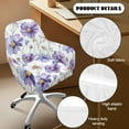 thumbnail image 5 of ZIATUBLES White Lilac Daisy Print Curved Back Dining Chair Cover Soft Breathable Chair Protector with Arms Stretchable Swivel Vanity Desk Accent Chair Slipcover for Kitchen Living Room, 5 of 7