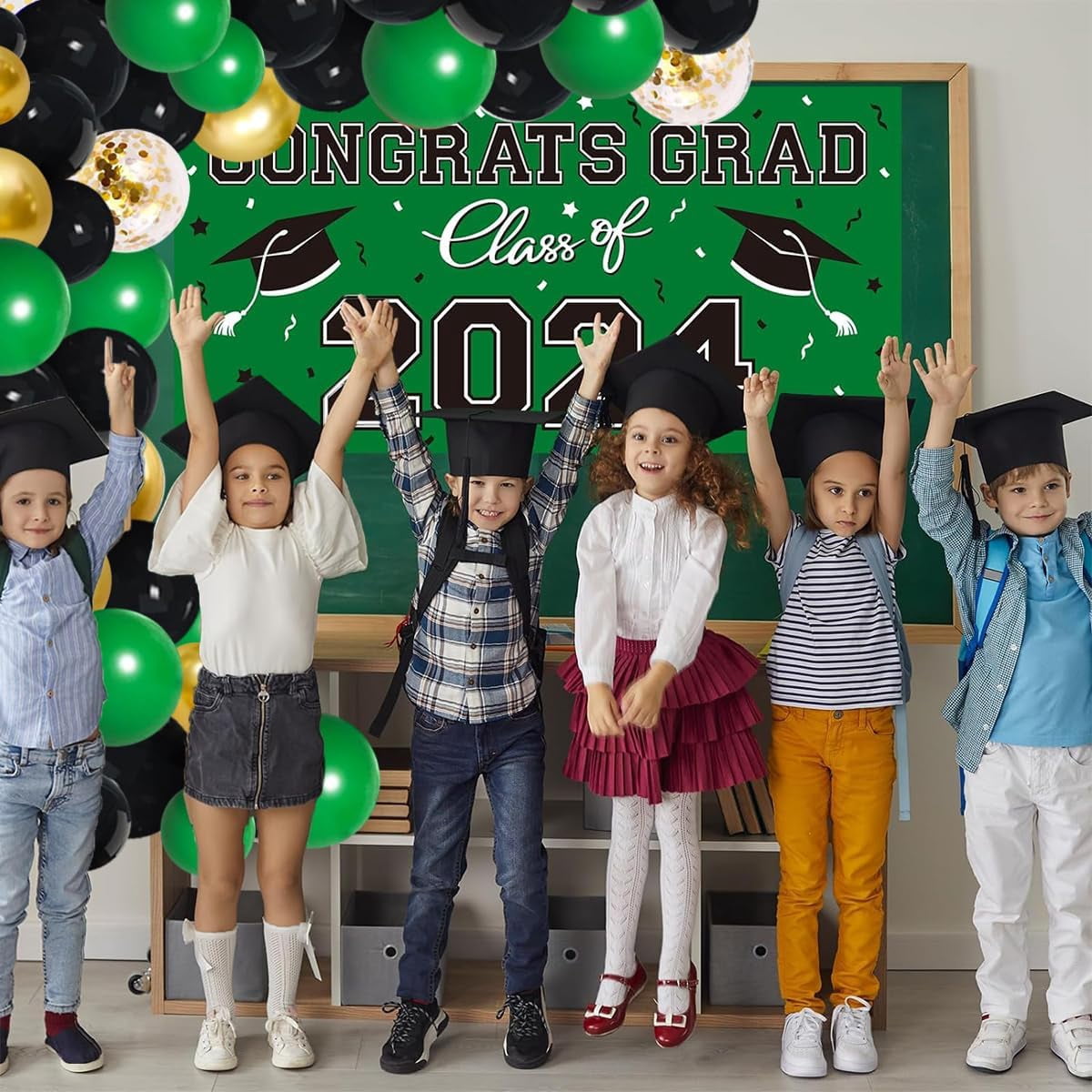 Dark Green Black Gold Balloon Garland Arch - Emerald Green Balloons Metallic Gold Confetti Balloons Super Football Balloons for Forest Camo Birthday Wedding Graduation Retirement Party Decorations