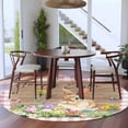 thumbnail image 3 of Large Round Rug 8Ft Washable Non-Slip, Happy Easter Bunny Circle Area Rugs for Living Room Bedroom, Spring Floral Wooden Pink Plaid Indoor Floor Mats Carpet Runner for Home Decor, 3 of 8