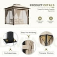 thumbnail image 4 of Devoko 8×8 ft Outdoor Pop Up Gazebo with Mosquito Netting，Double Roof Gazebo with Double Curtains for Backyard, Garden and Patio,Khaki, 4 of 7