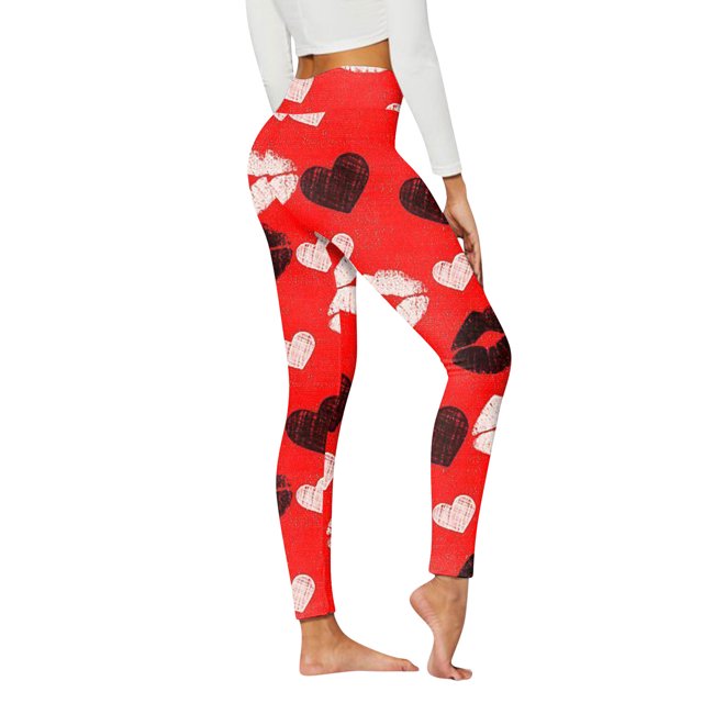 Gibobby Leggings para San Valentín Mujer Pantalones casuales cómodos para mujer Leggings deportivos con estampado para corazones(Multicolor, S)