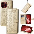 thumbnail image 1 of Funda Cartera FOXDOCK para iPhone 15 Pro , Flip PU con Relieve de Gatos y Perros, Tarjetero y Soporte, 1 of 6