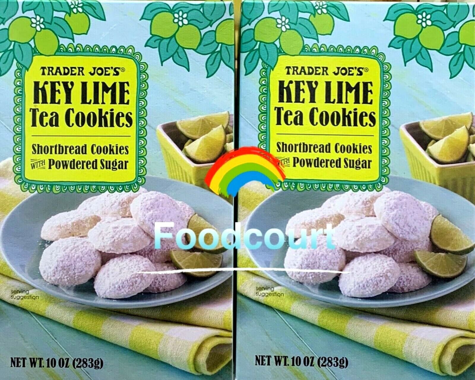 2 Packs Trader Joe's Key Lime Tea Shortbread Cookies, 10 oz Each Pack