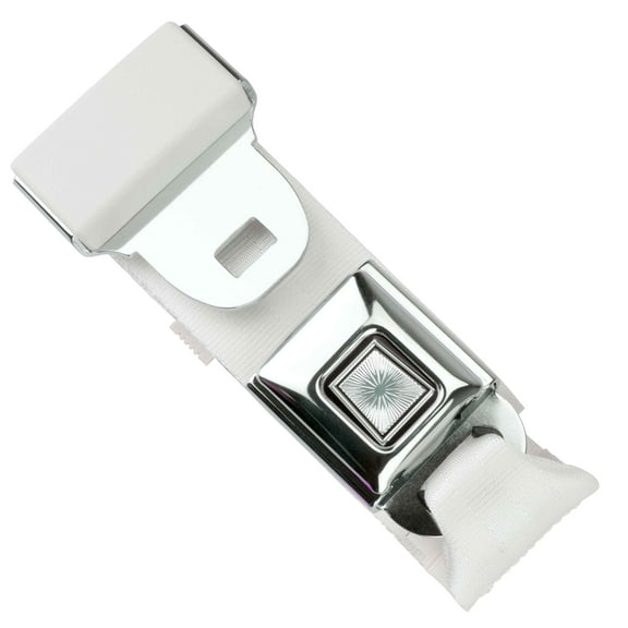 RetroBelt White Push Button Lap Belt 60" No Hardware Classic Seatbelt Safety