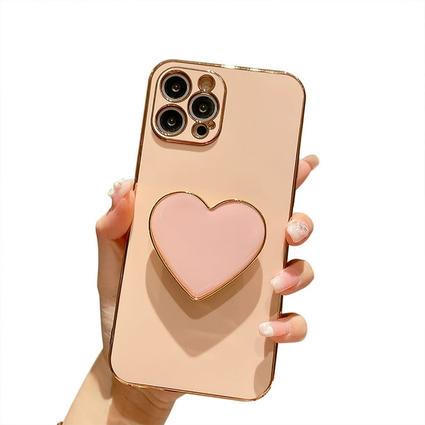 Enkey Aesthetic iPhone 13 Pro Case with Heart Love Glossy Cute iPhone