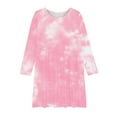 thumbnail image 2 of Odeerbi Kids Girls Fall Long Sleeve Tie-dye Dress Party Swing A Line Dress Casual Strechy Crewneck Flowy Dress Twirly School Recital Dress Hot Pink, 2 of 4