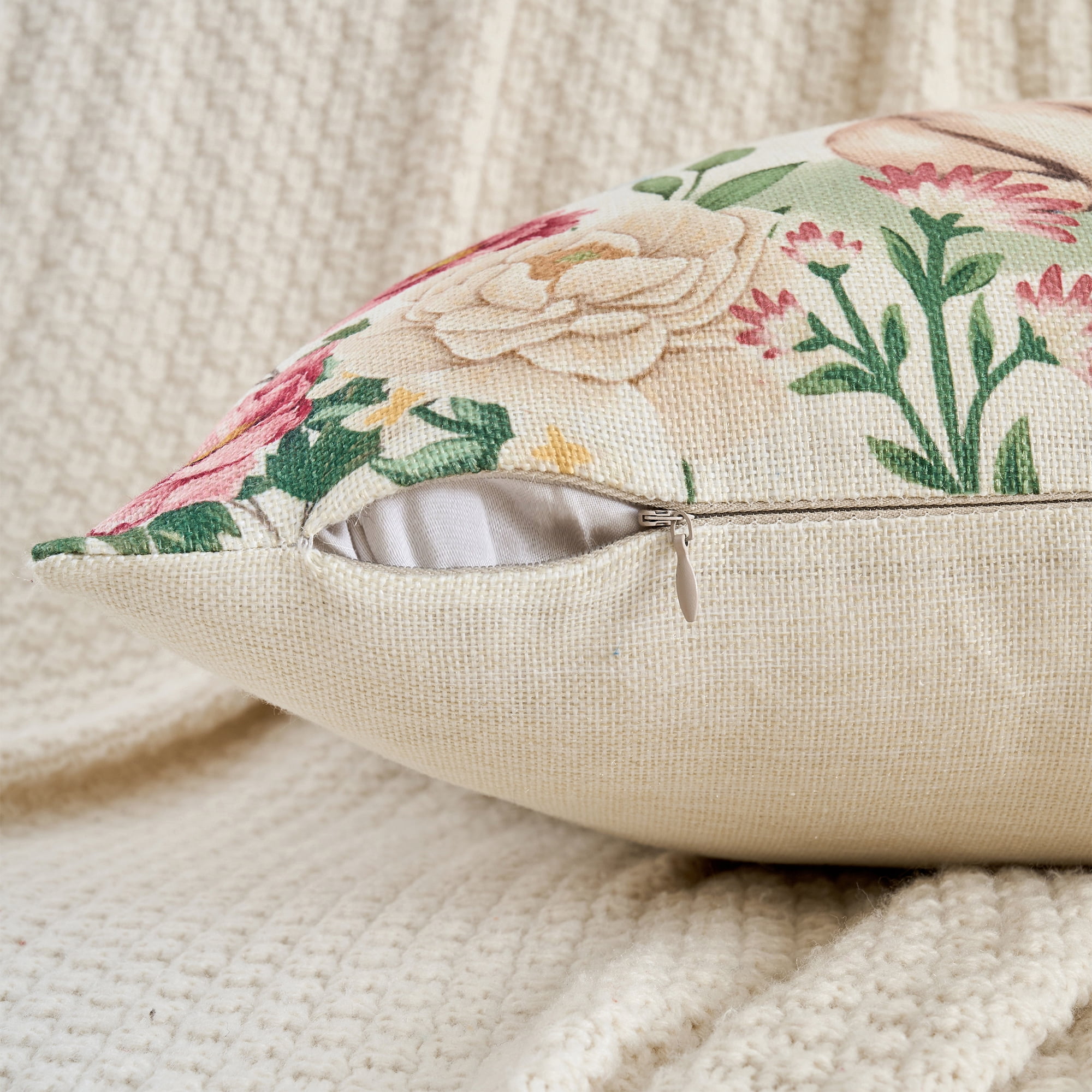 Unique Bargains Happy Easter Rabbit Throw Pillow Covers Set of 2 Flower Pattern 5