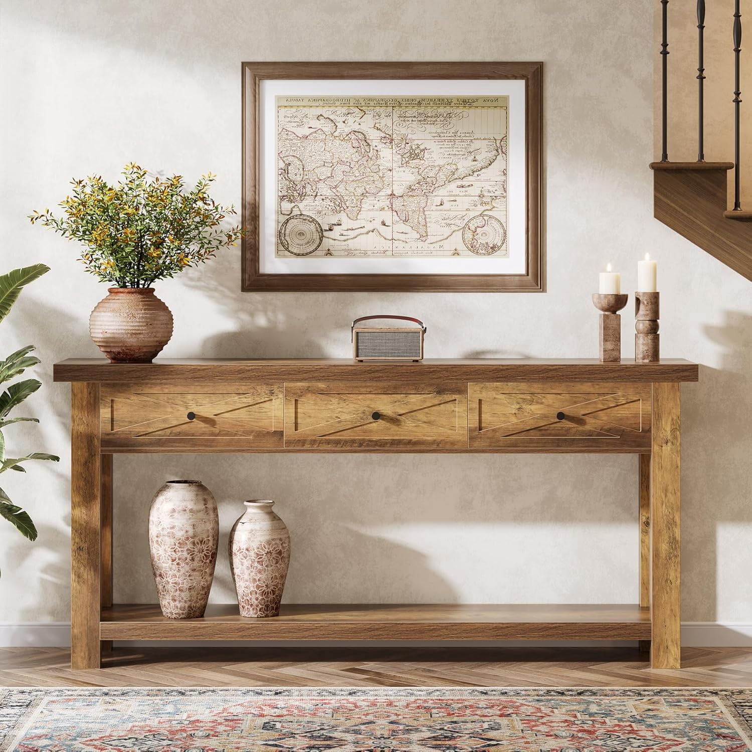Tribesigns Extra Long Console Table, 70.9” Farmhouse Entryway Table with 3 Drawers