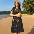 thumbnail image 4 of Easygdp Golden Dragon Tattoo Art para Vestido Transpirable de Mujer, Vestido Suelto de Manga Corta con Pliegues y Bolsillos para el Verano, 4 of 6