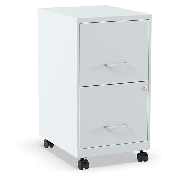 Mobile Pedestal File Cabinet with Wheels, 2-Drawer, Letter/Legal Compatible, Locking, Gray