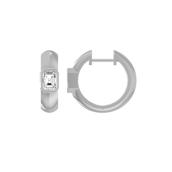 ARAIYA FINE JEWELRY 14K White Gold Emerald-shape Lab-Grown Diamond Hoop Earrings (1 cttw, VS1 Clarity, D-F Color)