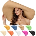 thumbnail image 3 of FUZHIQ Oversized Wide Brim Straw Sun Hat for Women UPF 50+ UV Protection Foldable Floppy Beach Hat for Full Face Coverage Summer Vacation,One Size, 3 of 5