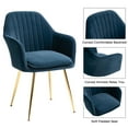 thumbnail image 6 of AVAWING Accent Arm Chairs Upholstered Velvet Dining Chairs Set of 4, Golden Legs, Indoor, Blue, 6 of 7
