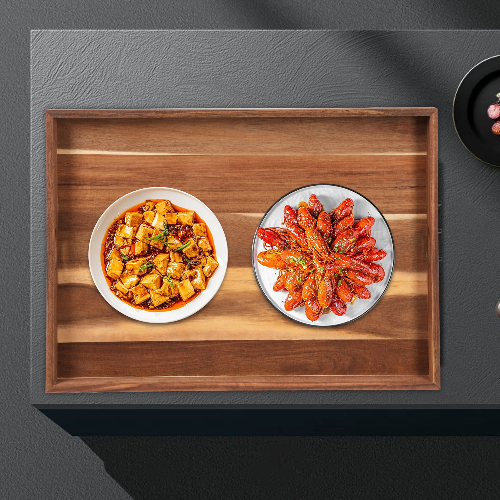Acacia Wood Stove Cover 30×22×2.5in, Multi-Use Cutting Board Charcuterie Serving Tray, Durable Polished Stove Top Cover for Kitchen Restaurant
