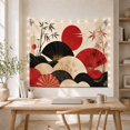 thumbnail image 5 of Red Fan and Bamboo Artwork on Off-White Background, Serene Vintage for Art Lovers, Traditional Decor Piece, Housewarming Gift, Tapestry Wall Hanging for Living Room and Bedroom, 5 of 7