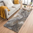 thumbnail image 2 of Marble Washable Area Rug 2x6 Abstract Fluid Art Grey Brown Marble Texture Modern Low-Profile Area Rugs with Non Slip Backing Indoor Floor Carpet for Entrance Living Room Bedroom Home Office, 2 of 9