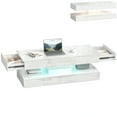 thumbnail image 1 of HOMCOM Marble-Effect Coffee Table with LED Light, Center Table, White, 1 of 10