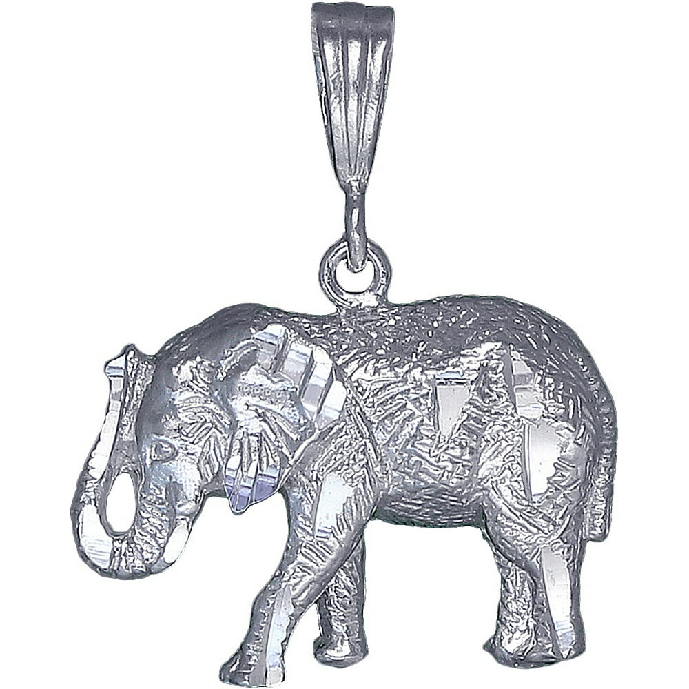 EJewelryPlus Sterling Silver Elephant Charm Pendant Necklace with