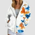 thumbnail image 2 of GEWSEY Women Butterfly Graphic Hoodies Y2K Full Zip Up Long Sleeve Fall Sweatshirts Drawstring Jackets (White, 3XL), 2 of 7
