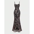 thumbnail image 6 of Multicolor Zebra Print Spaghetti Strap Maxi Dress, Elegant Slim Fit For Evening Or Vacation Wear, 6 of 8