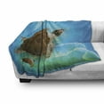 thumbnail image 3 of Ocean Soft Flannel Fleece Throw Blanket, Turtle Family Swimming in Ocean Bubbles Underwater World Cartoon Fun Artwork, Cozy Plush for Indoor and Outdoor Use, 50" x 60", Green Blue Brown, by Ambesonne, 3 of 6