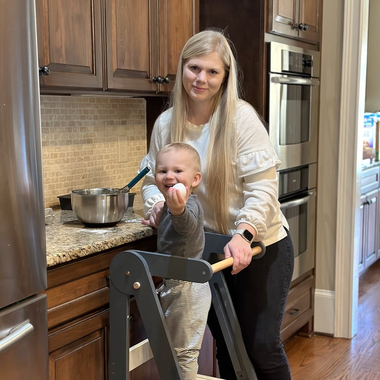 HARPPA Foldable Toddler Kitchen Tower, Adjustable Wooden Stool for