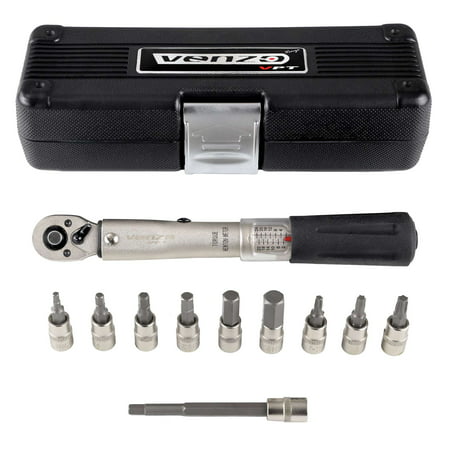 VENZO Bicycle Bike 1/4 Inch Driver Torque Wrench Tool Socket Set Kit (Best Bike Torque Wrench Set)