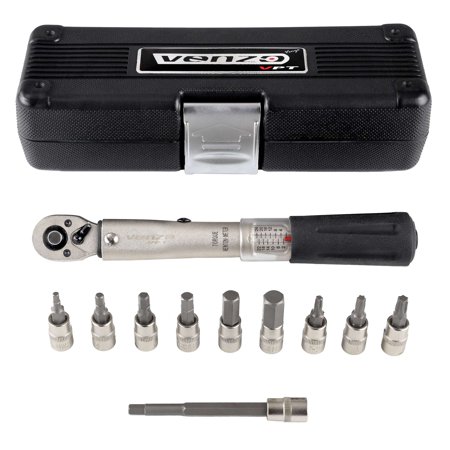 VENZO Bicycle Bike 1/4 Inch Driver Torque Wrench Tool Socket Set Kit