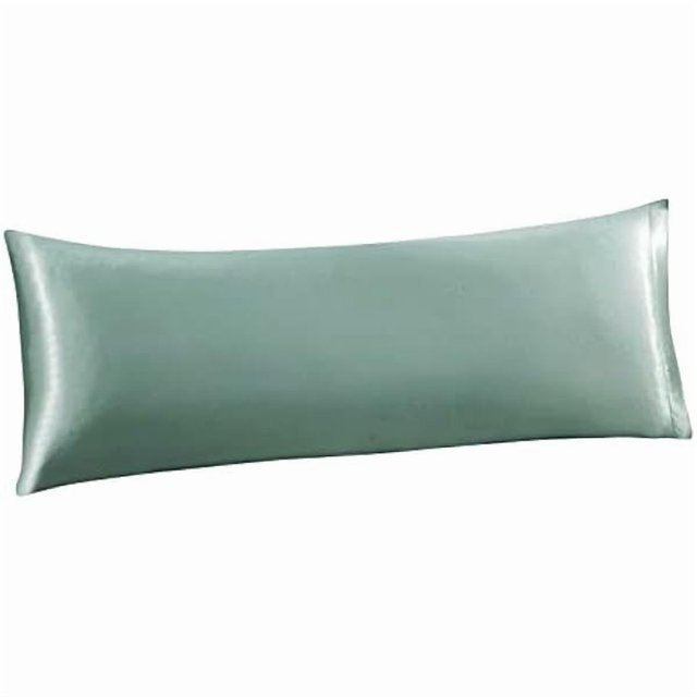 Chenchen Sage Green Satin Pillowcase for Hair and Skin, Cooling 20x54 Body Pillowcase Soft Pillow Case Body Size Silky Body Pillow Cover with Envelope Closure