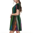 thumbnail image 2 of Naloa Colorful Stripes Print Womens Summer A-Line Dress with Pockets,Short Sleeve Dresses,Flowy Beach Swing Dress for Vacation Travel, 2 of 6