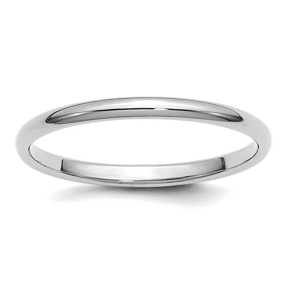 925 Sterling Silver Rhodium Plated 2mm Half-round Band Ring Size 4.5 Ring for Women and Men