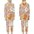 thumbnail image 3 of Suhoaziia Pajamas for Kids Lightweight Sleepwear Comfortable Polyester Lounge Wear Size 11-12T,Print Graphic Vintage Flower Round Neck Fashion Polyester Skin Friendly Sleepwear, 3 of 5