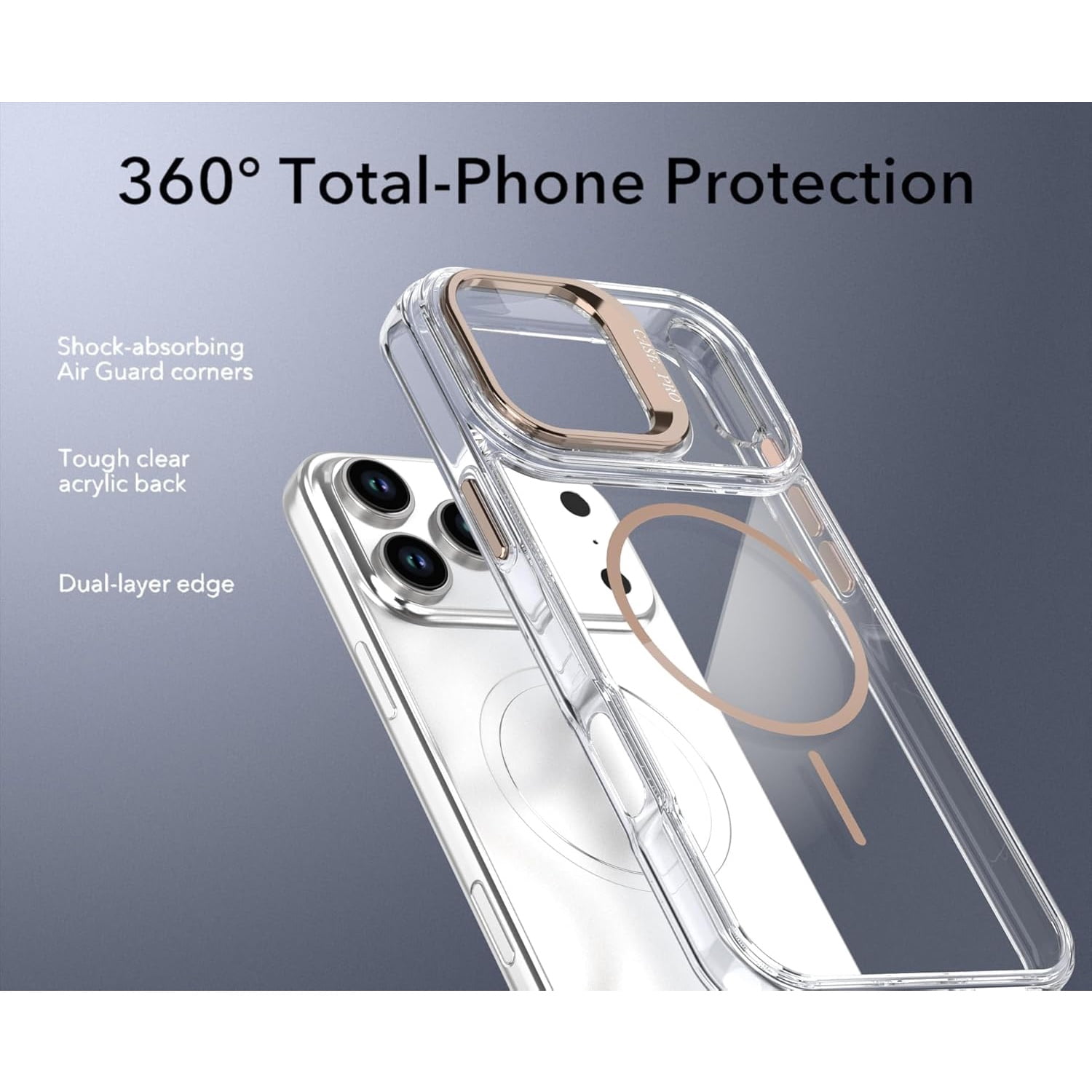 Clear MagSafe Case with Camera Stand for iPhone 17 Pro - Black