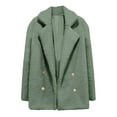 thumbnail image 4 of Herrnalise Jackets For Women Winter Lapel Double Breasted Loose Fitting Lamb Sweater Jacket Green,XL, 4 of 7
