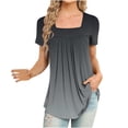 thumbnail image 2 of ALLLIST Womens Tops Under $5 Black Square Neckline Short Sleeve Gradient T-Shirts Womens Blouses M, 2 of 5