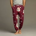 thumbnail image 2 of WTOBBY Men's Drawstring Pocket Cuffed Casual Pants, Christmas Print, Home Sleep Pants for Festive Lounge and Comfortable Wear, Soft and Cozy,Hot Pink 2XL, 2 of 7