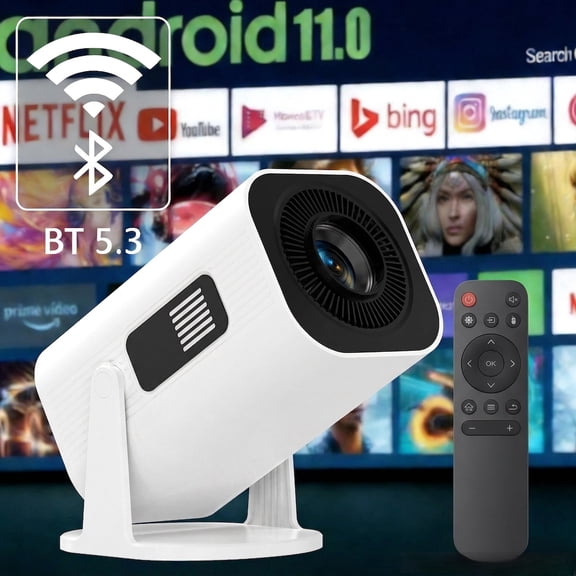 Gazsocy Portable  Smart Video Projector with Wifi  and  Bluetooth ，Support 4K  1080P Video, for  Home Bedroom Livingroom  Movie Night