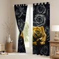 thumbnail image 3 of Black Gold Rose Curtains & Drapes Romantic Flowers Curtains 30%-50% Blackout,3D Roses Window Curtains for Women ,Couple Wedding Valentines Day Bedroom Decor Floral Curtains, 3 of 6