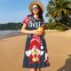 thumbnail image 4 of Disketp Three Cute Christmas Gnomes para Vestido de Manga Corta para Mujeres, Vestidos de Verano para Mujeres, Casual y Holgado para la Playa, 4 of 6